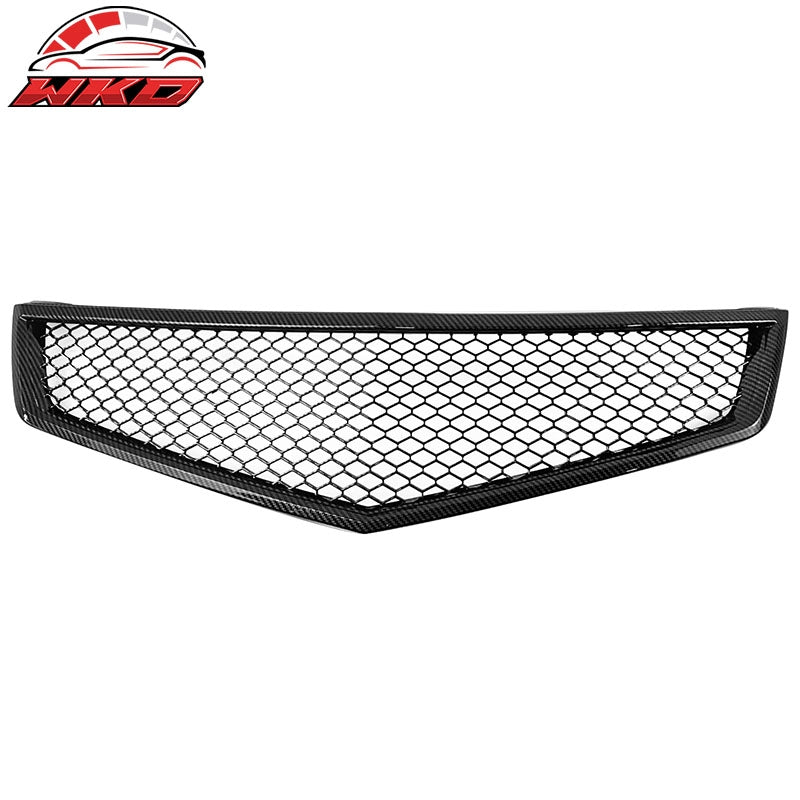 Fits 06-08 Acura TSX Honeycomb Style Front Upper Grille Carbon Fiber Print ABS