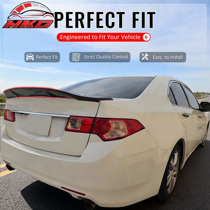 For 09-14 Acura TSX Sedan R Style Rear Trunk Spoiler Wing Carbon Fiber Print ABS