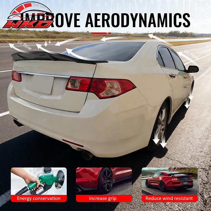 For 09-14 Acura TSX Sedan R Style Rear Trunk Spoiler Wing Carbon Fiber Print ABS