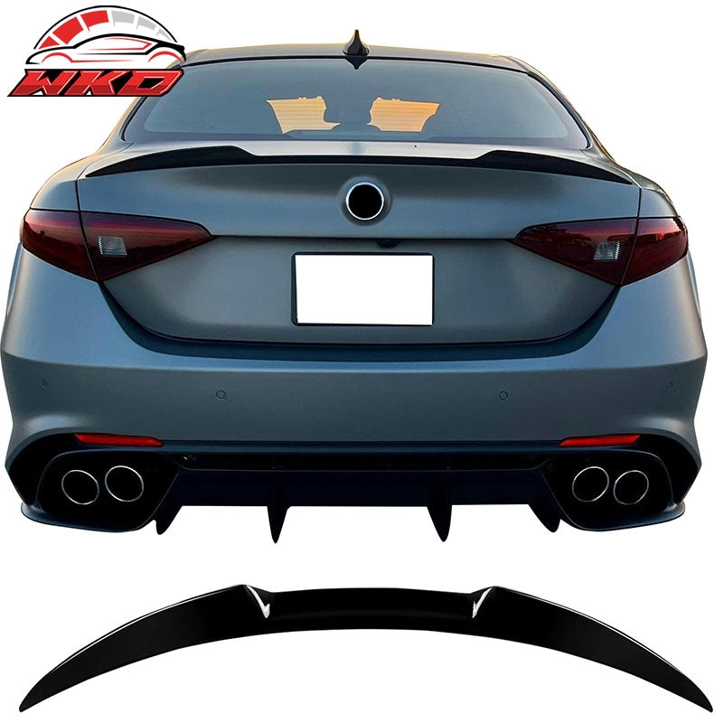 Wholesale 17-26 Alfa Romeo Giulia OE Style Rear Trunk Spoiler Wing Gloss Black ABS