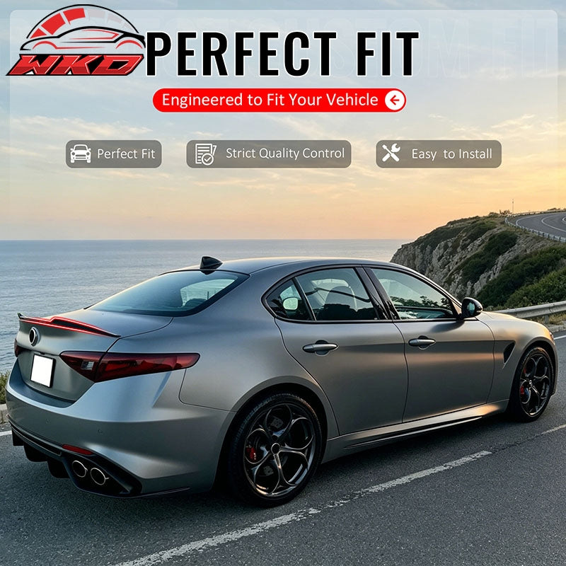 Fits 17-26 Alfa Romeo Giulia OE Style Rear Trunk Spoiler Wing Gloss Black ABS