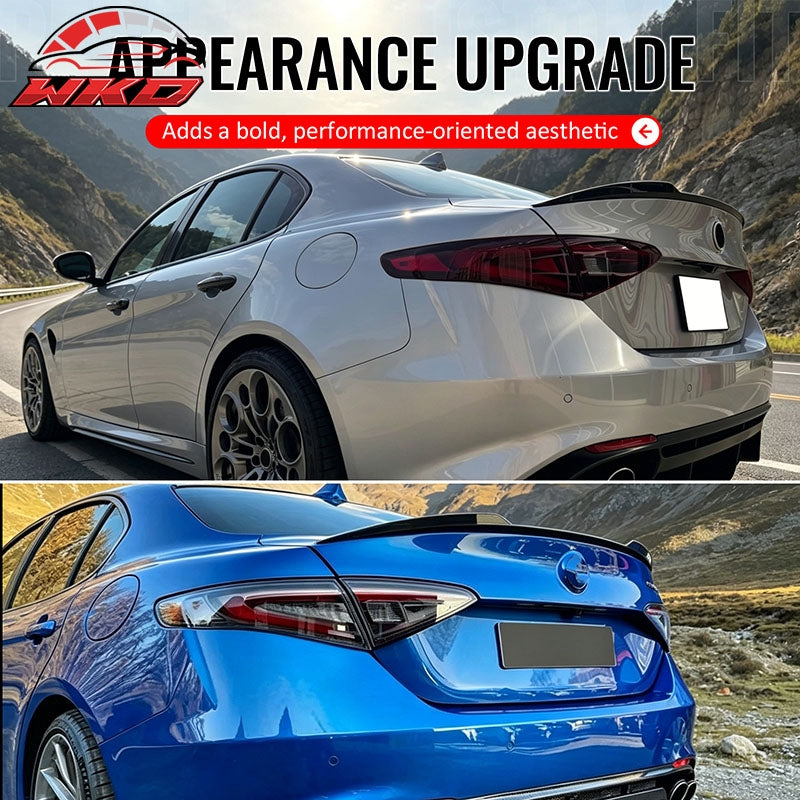 Fits 17-26 Alfa Romeo Giulia OE Style Rear Trunk Spoiler Wing Gloss Black ABS