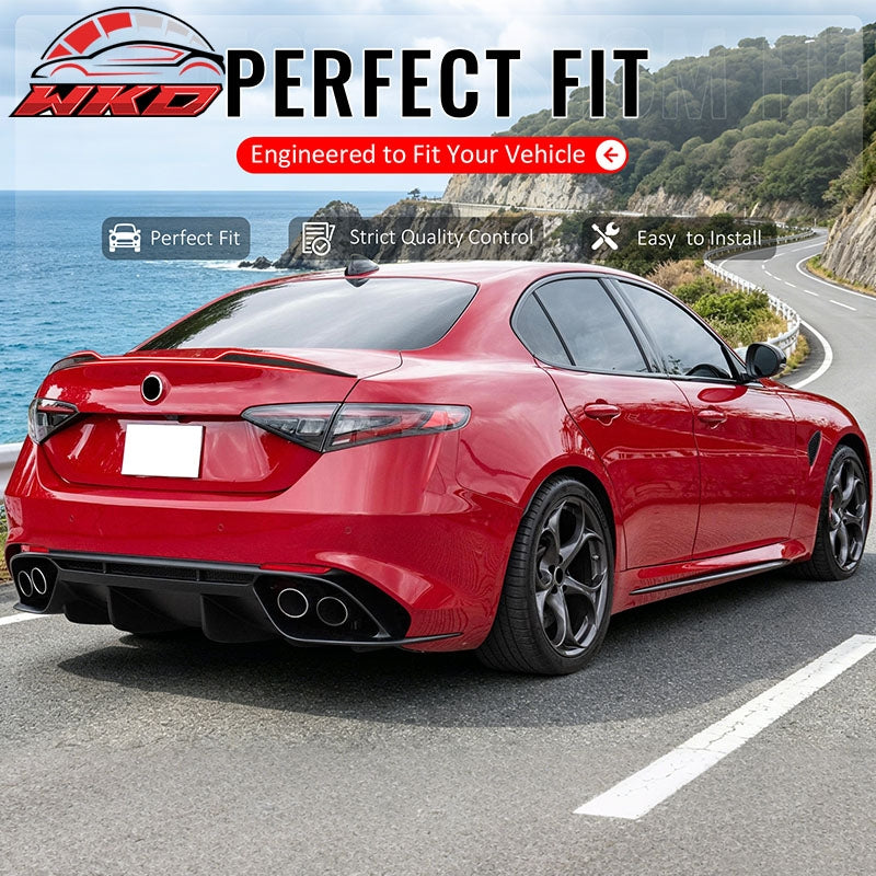 Fits 17-26 Alfa Romeo Giulia OE Style Trunk Spoiler Wing Carbon Fiber Print ABS