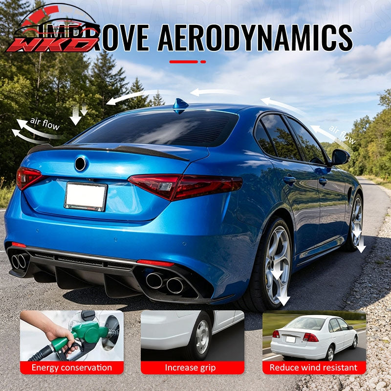 Fits 17-26 Alfa Romeo Giulia OE Style Trunk Spoiler Wing Carbon Fiber Print ABS