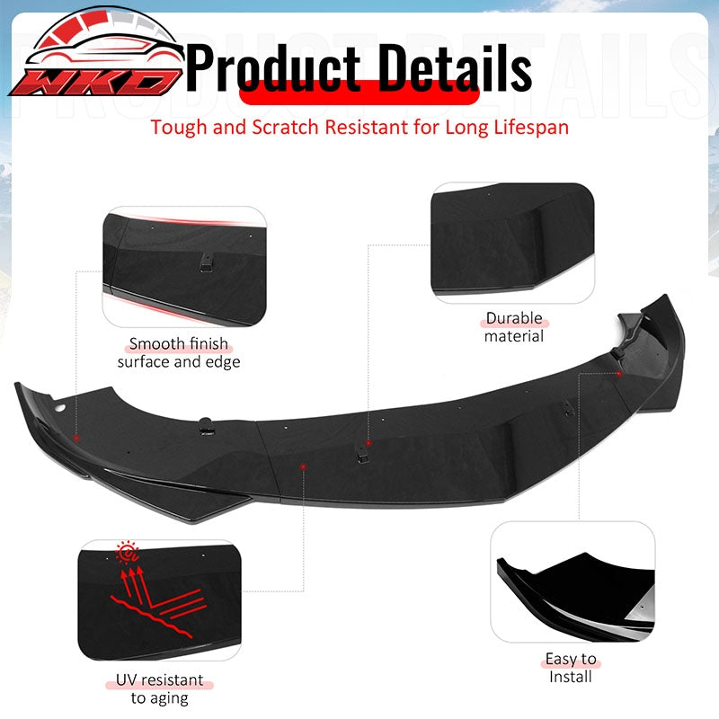 Fits 17-26 Alfa Romeo Giulia Sport Line IKON Front Bumper Lip 3PCS Gloss Black