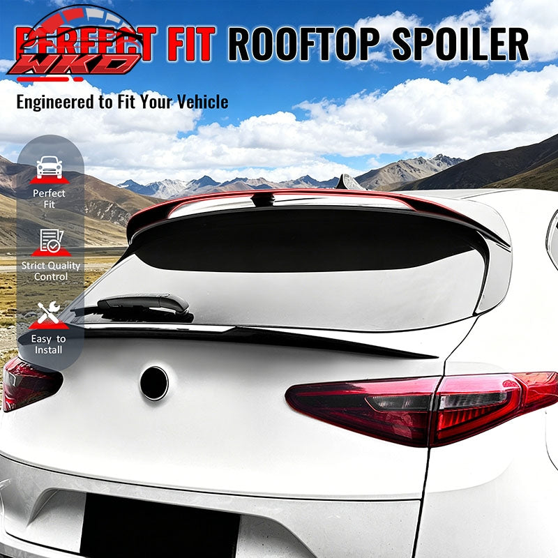 Wholesale 17-26 Alfa Romeo Stelvio Gloss Black IKON Style Rear Roof Spoiler Wing ABS - Wikond Auto