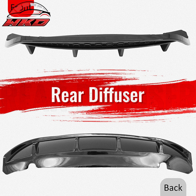 Fits 17-26 Alfa Romeo Stelvio Gloss Black V Style Rear Bumper Diffuser Guard ABS
