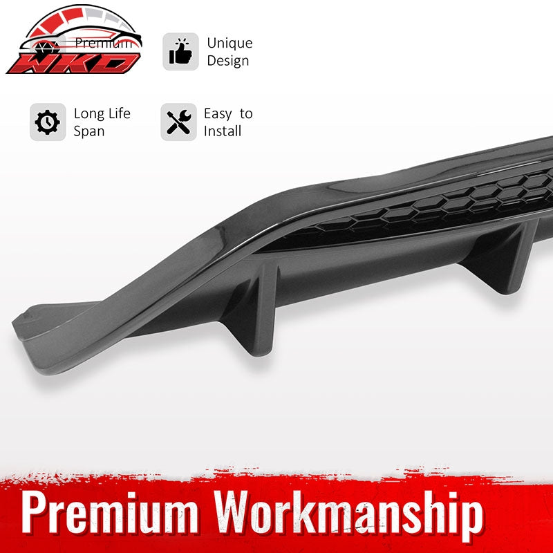 Fits 17-26 Alfa Romeo Stelvio Gloss Black V Style Rear Bumper Diffuser Guard ABS