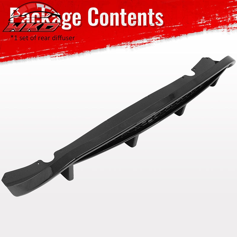 Fits 17-26 Alfa Romeo Stelvio Gloss Black V Style Rear Bumper Diffuser Guard ABS