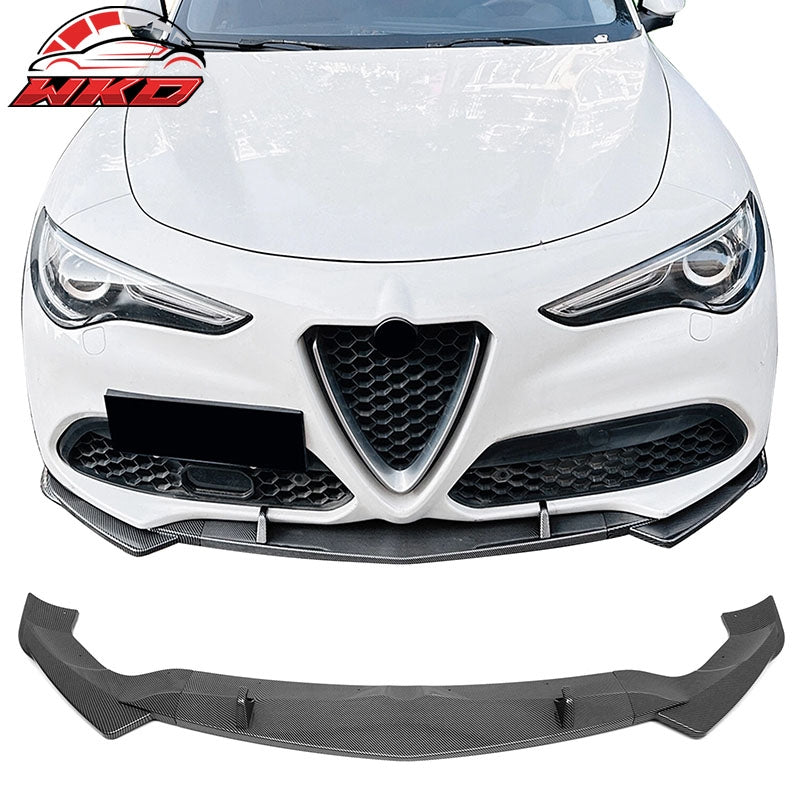 Wholesale 17-26 Alfa Romeo Stelvio IKON Style Front Bumper Lip Carbon Fiber Print 3PC - Wikond Auto