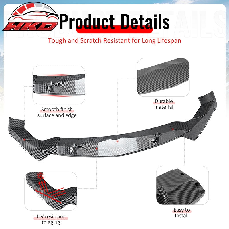 Wholesale 17-26 Alfa Romeo Stelvio IKON Style Front Bumper Lip Carbon Fiber Print 3PC - Wikond Auto