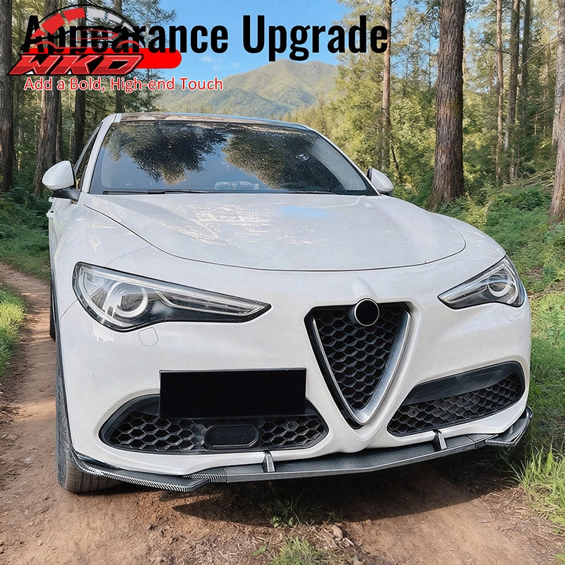 Wholesale 17-26 Alfa Romeo Stelvio IKON Style Front Bumper Lip Carbon Fiber Print 3PC - Wikond Auto