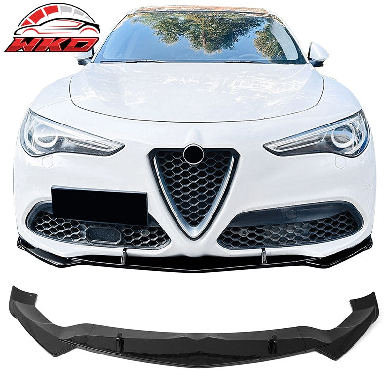 Wholesale 17-26 Alfa Romeo Stelvio IKON Style Front Bumper Lip Gloss Black ABS 3PCS - Wikond Auto