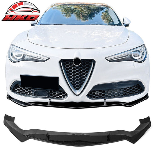 Wholesale 17-26 Alfa Romeo Stelvio IKON Style Front Bumper Lip Gloss Black ABS 3PCS - Wikond Auto