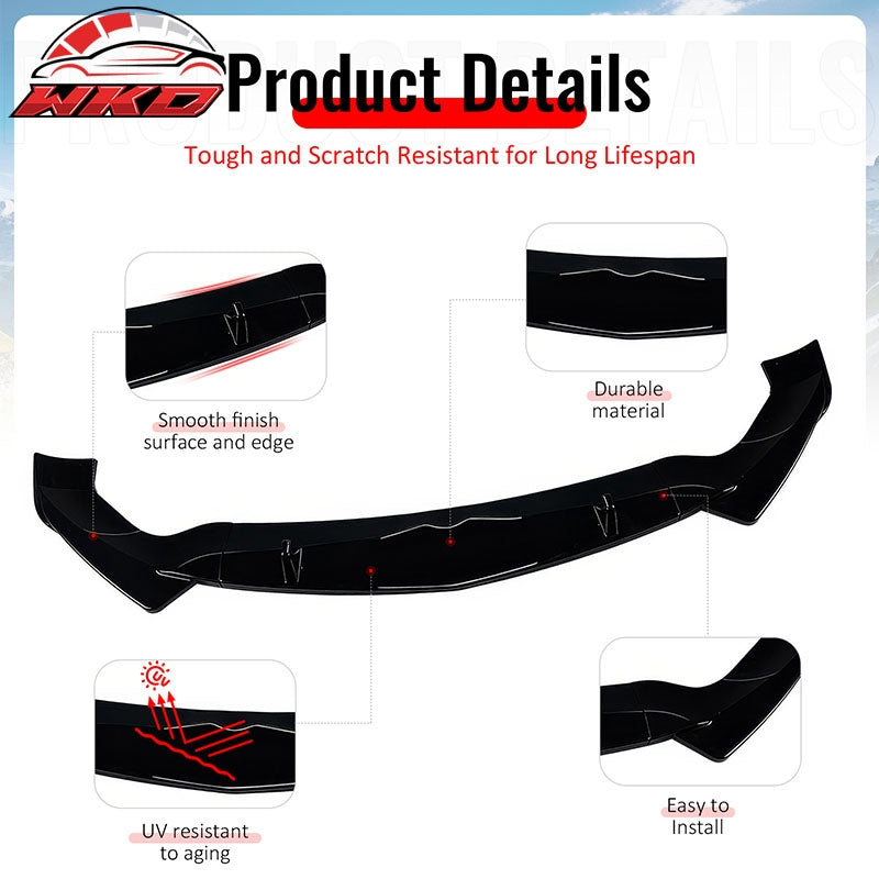 Wholesale 17-26 Alfa Romeo Stelvio IKON Style Front Bumper Lip Gloss Black ABS 3PCS - Wikond Auto