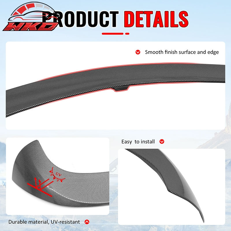 Fits 17-26 Alfa Romeo Stelvio IKON Style Rear Roof Spoiler Carbon Fiber Look ABS