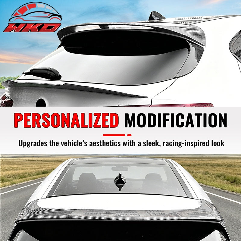 Fits 17-26 Alfa Romeo Stelvio IKON Style Rear Roof Spoiler Carbon Fiber Look ABS