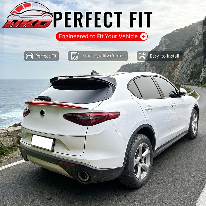 Wholesale 17-26 Alfa Romeo Stelvio V Style Trunk Middle Spoiler Carbon Fiber Print - Wikond Auto