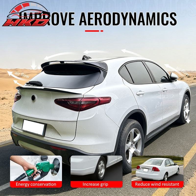 Wholesale 17-26 Alfa Romeo Stelvio V Style Trunk Middle Spoiler Carbon Fiber Print - Wikond Auto