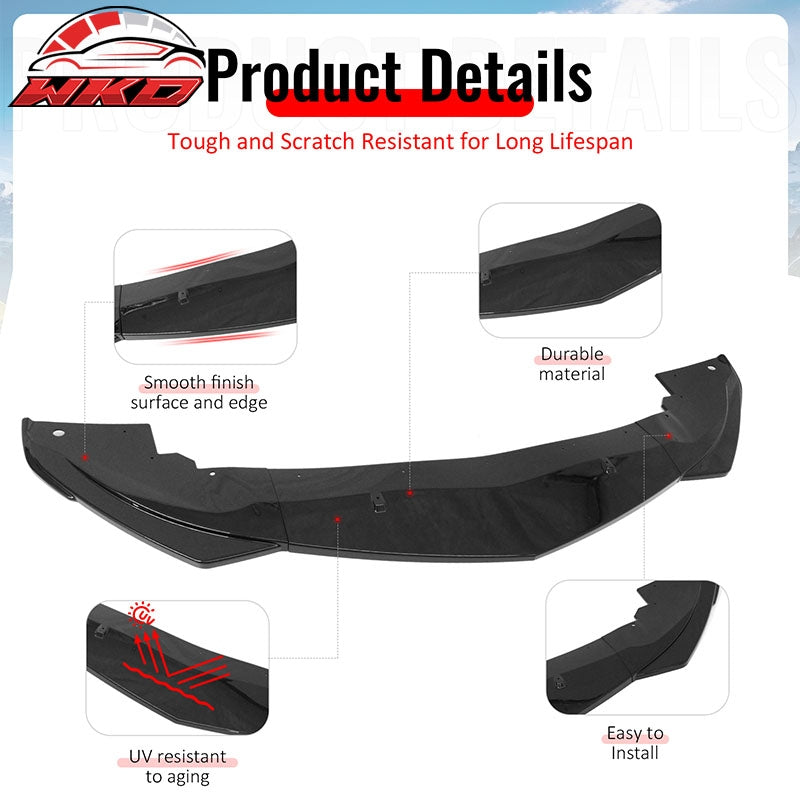 Wholesale 23-26 Alfa Romeo Tonale Gloss Black 3PCS Front Bumper Lip ABS - IKON Style - Wikond Auto