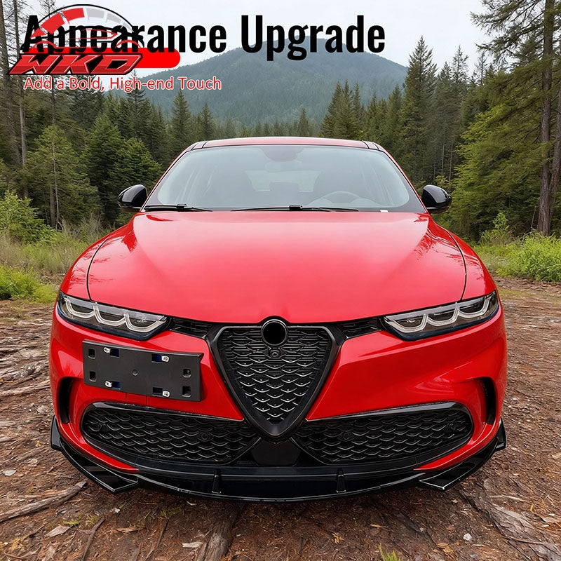 Wholesale 23-26 Alfa Romeo Tonale Gloss Black 3PCS Front Bumper Lip ABS - IKON Style - Wikond Auto