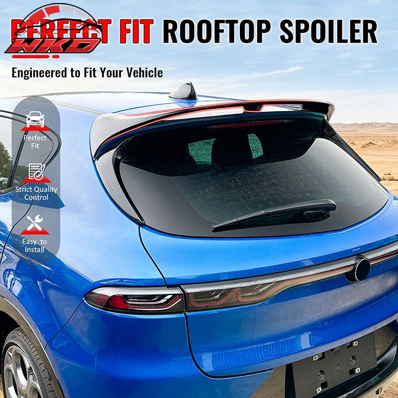 Fits 23-26 Alfa Romeo Tonale V Style Rear Roof Spoiler Deflector Gloss Black ABS