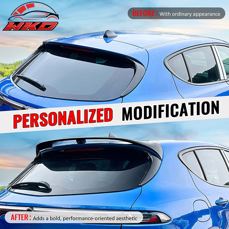 Fits 23-26 Alfa Romeo Tonale V Style Rear Roof Spoiler Deflector Gloss Black ABS