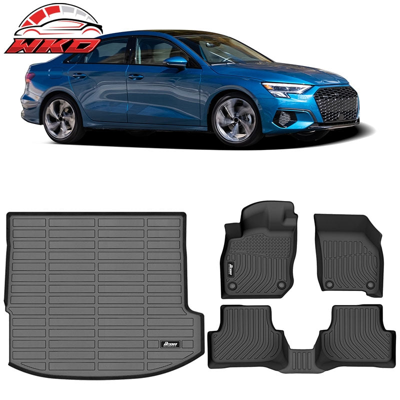 Wholesale 22-24 Audi A3 AWD TPE All Weather Waterproof 3D Floor Carpets + Trunk Mats - Wikond Auto