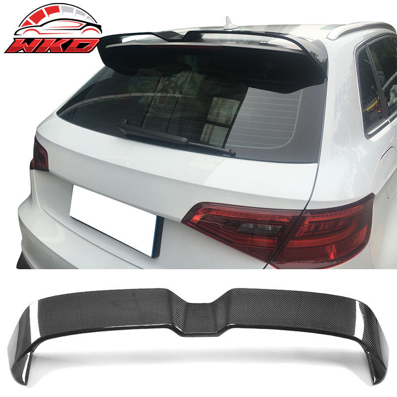 Fits 14-18 Audi A3 8V Hatchback Rear Roof Spoiler Wing - Matte Carbon Fiber