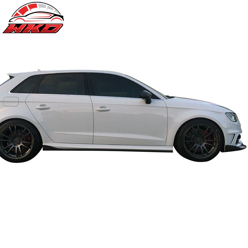 Fits 14-17 Audi A3 S Line S3 JC Style 2PCS Side Skirts Panel Matte Carbon Fiber