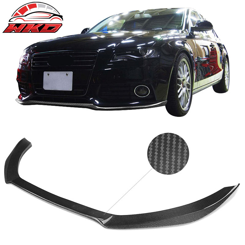 Fits 09-12 Audi A4 B8 Sedan STK Style Front Bumper Lip Spoiler Carbon Fiber CF