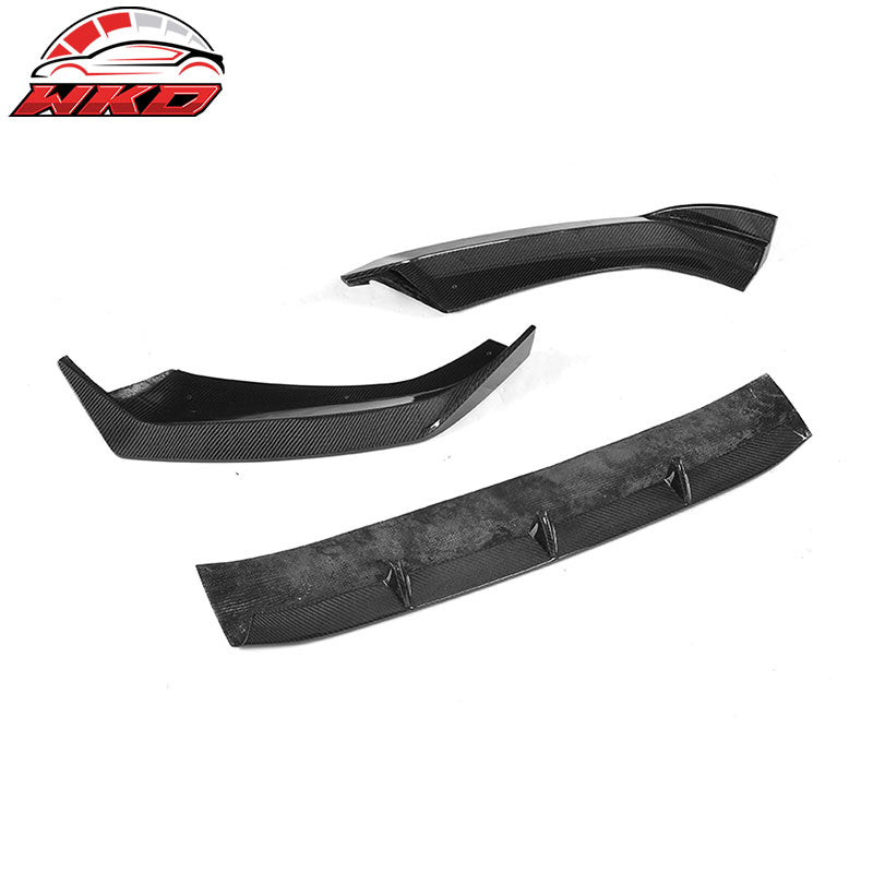 Fits 17-19 Audi A4 S4 B9 Sedan JC Style 3PCS Front Bumper Lip Matte Carbon Fiber