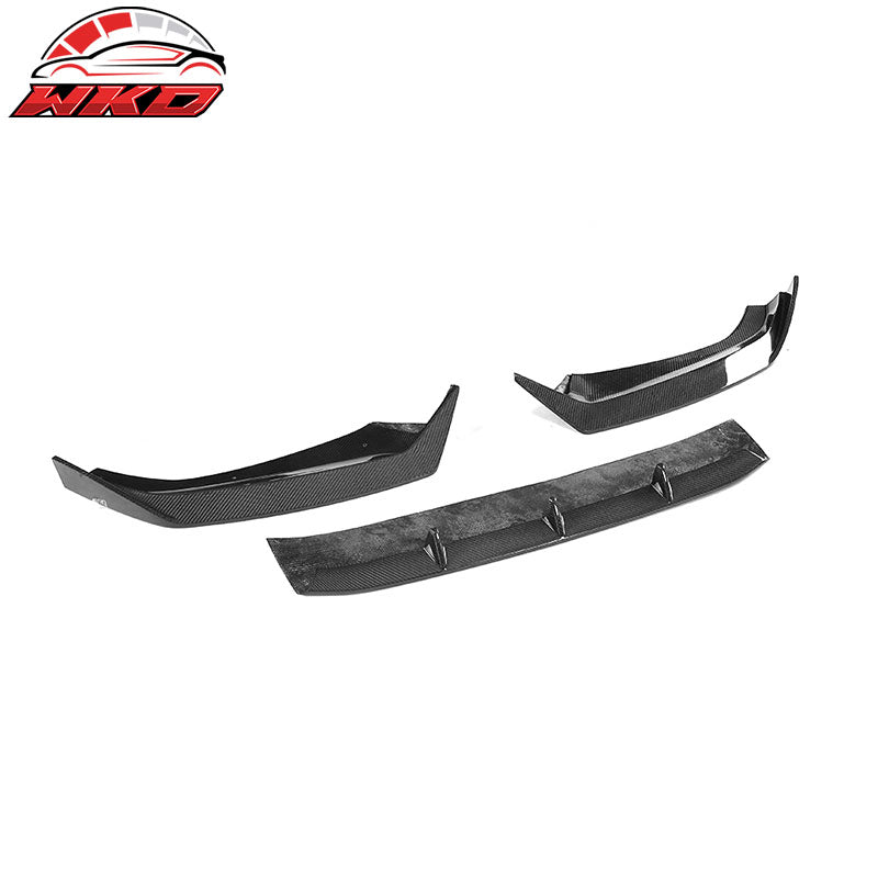 Fits 17-19 Audi A4 S4 B9 Sedan JC Style 3PCS Front Bumper Lip Carbon Fiber CF