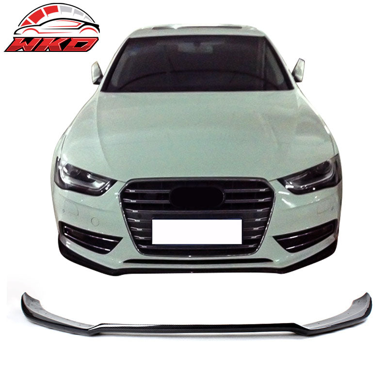 Fits 13-16 Audi A4 B8.5 Sedan STK Style Front Bumper Lip Kit Matte Carbon Fiber