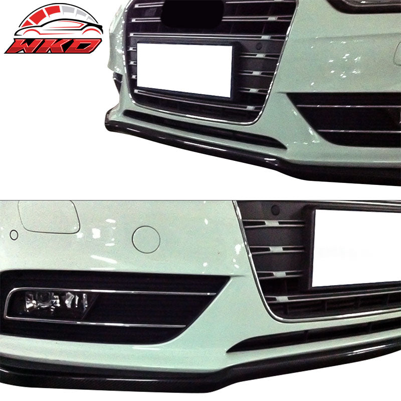 Fits 13-16 Audi A4 B8.5 Sedan STK Style Front Bumper Lip Kit Matte Carbon Fiber