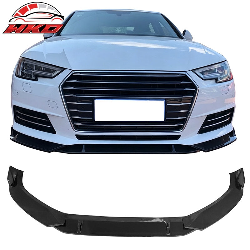 Wholesale 2017¨C2018 Audi A4 Quattro B9 IKON Front Bumper Lip Spoiler Gloss Black PP