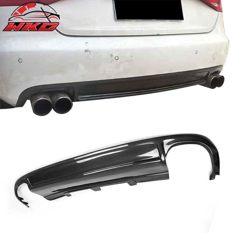 Fits 09-12 Audi A4 B8 Sedan S4 Style Matte Carbon Fiber Rear Bumper Lip Diffuser