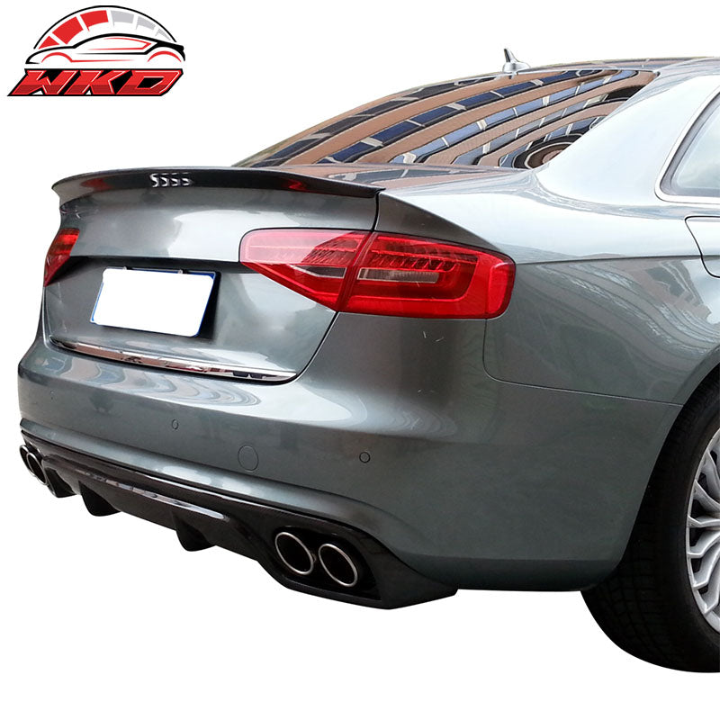 Fits 13-16 Audi A4 B9 Standard R Style Rear Bumper Diffuser Matte Carbon Fiber