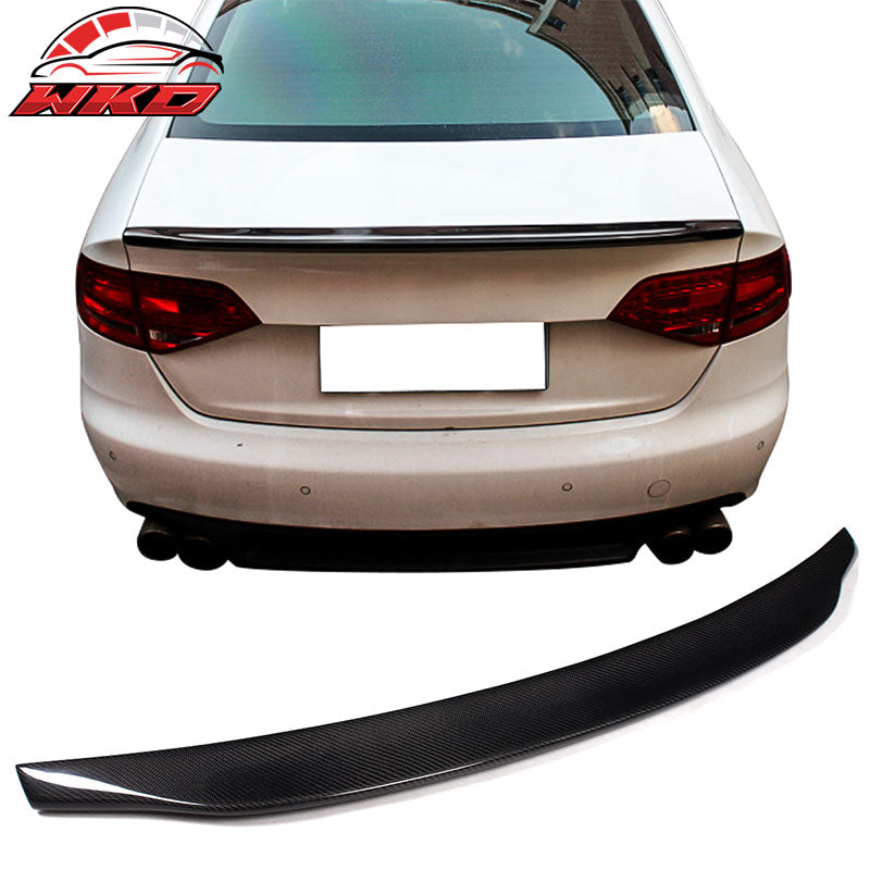 Fits 09-16 Audi A4 B8 Sedan Caractere Style Trunk Spoiler Lip Matte Carbon Fiber