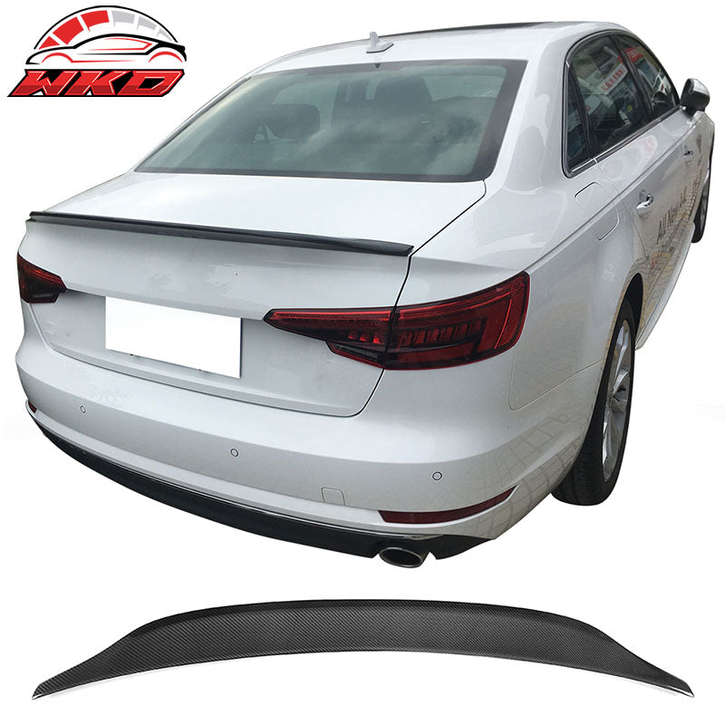 Fits 17-25 Audi A4 & Quattro S4 B9 CA Style Trunk Spoiler Matte Carbon Fiber