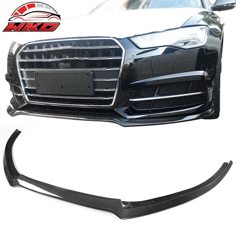 Fits 16-18 Audi A6 S6 S Line Sedan JC Style Front Bumper Lip Matte Carbon Fiber