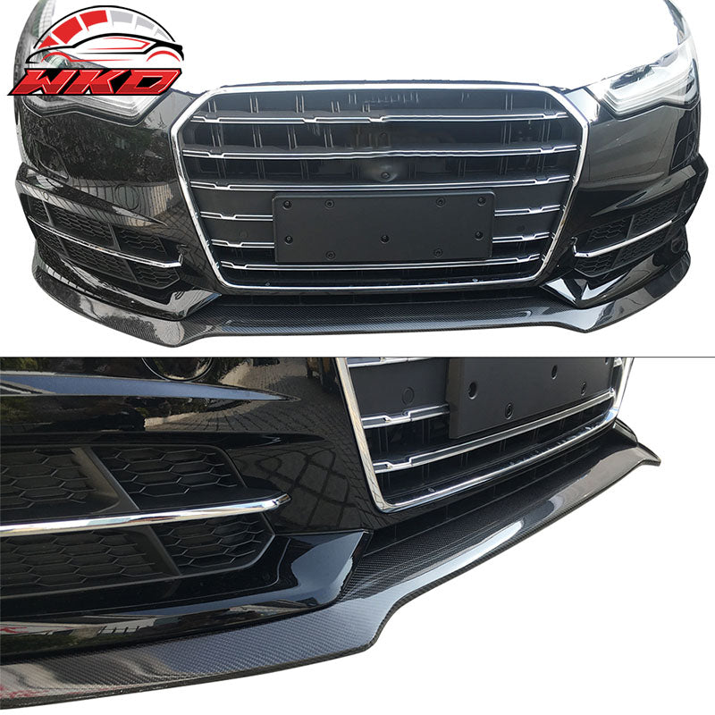 Fits 16-18 Audi A6 S6 S Line Sedan JC Style Front Bumper Lip Matte Carbon Fiber