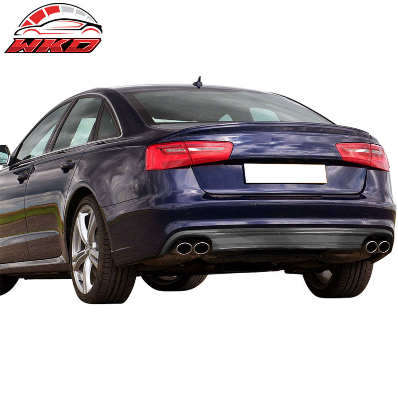 Fits 12-15 Audi A6 C7 Sedan S6 Style Rear Bumper Lip Diffuser Matte Carbon Fiber