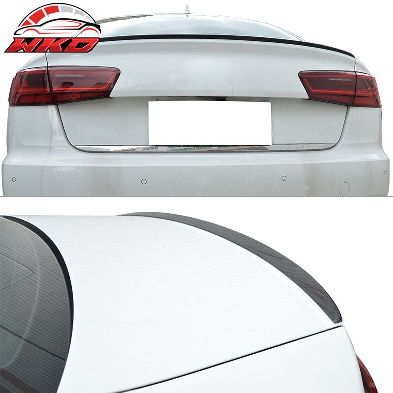 Fits 12-17 Audi A6 C7 Sedan S6 Style Rear Trunk Spoiler Wing Matte Carbon Fiber