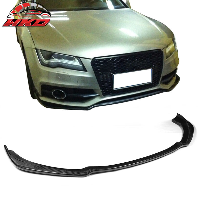 Fits 12-14 Audi A7 4G8 Sedan S-Line JC Style Front Bumper Lip Matte Carbon Fiber