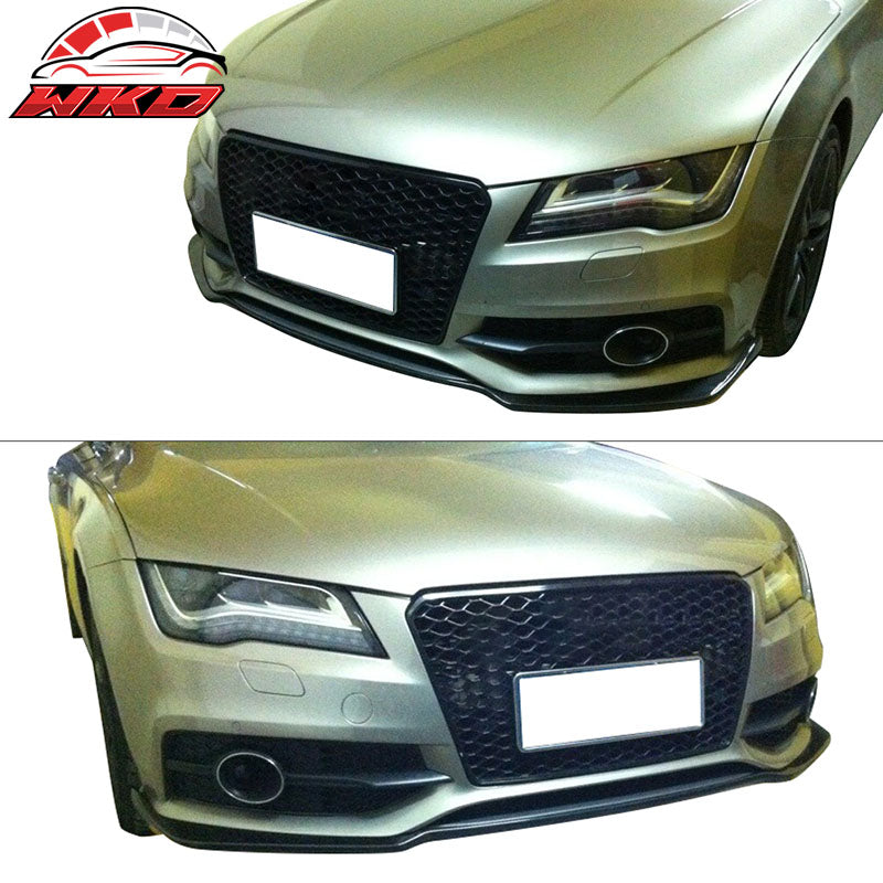 Fits 12-14 Audi A7 4G8 Sedan S-Line JC Style Front Bumper Lip Matte Carbon Fiber