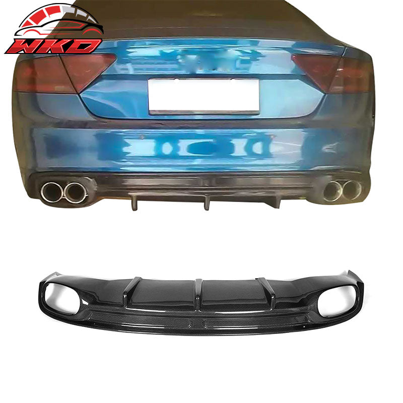 Fits 12-14 Audi A7 4Dr S Line OE Style Carbon Fiber Rear Bumper Lip Diffuser