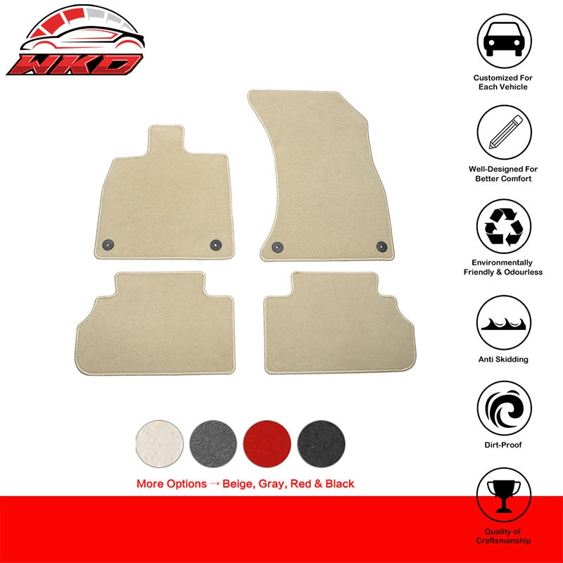 Fits 18-23 Audi Q5 80A Beige 1st 2nd Row Floor Mats Auto Carpets Nylon 4PC Set