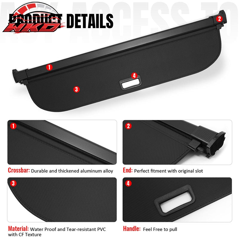 Fits 18-24 Audi Q5 & SQ5 Flip Cover Style Rear Cargo Cover Carbon Fiber Texture