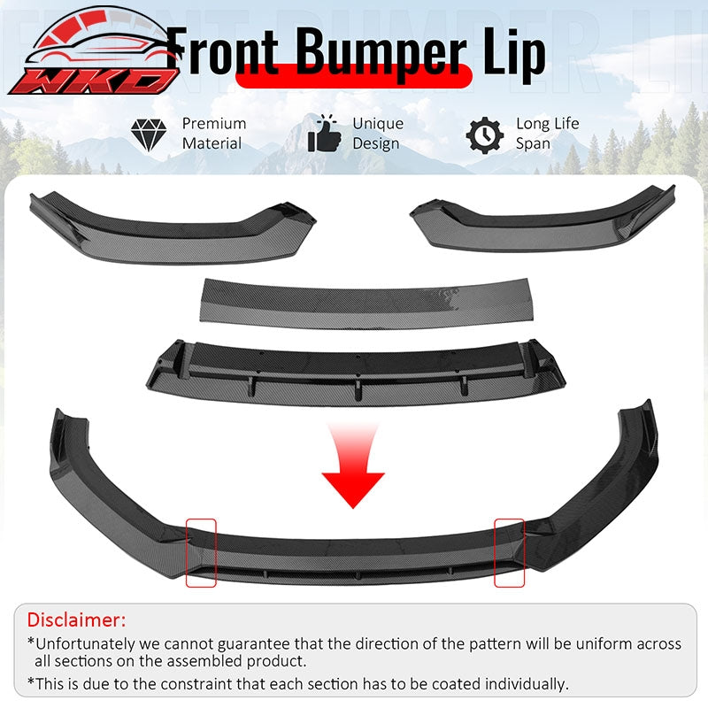 Fits 2017¨C2020 Audi S3 A3 8V S-Line Front Bumper Lip Spoiler Carbon Fiber Print